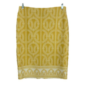 New York Clothing Company Mustard Yellow Printed Pencil Skirt~Size M